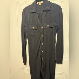 MICHAEL Michael Kors Black Collared Shirt Dress